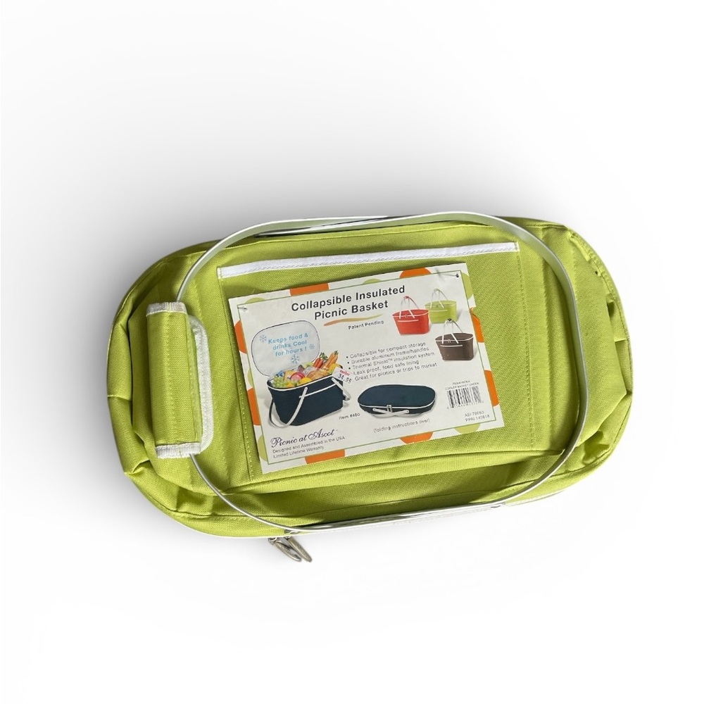 Lime Green Insulated Picnic Basket - Picture 3 of 4